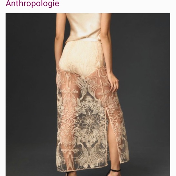 New Anthropologie Sheer Lace Boho Festival  Rose Ballerina Maxi Midi New Years - Picture 4 of 7